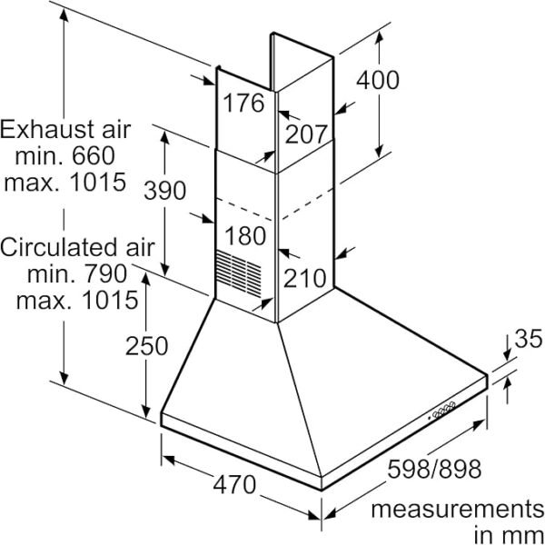 BOSCH BI CHIMNEY 60 CM STEEL DWP64CC50M - Image 2
