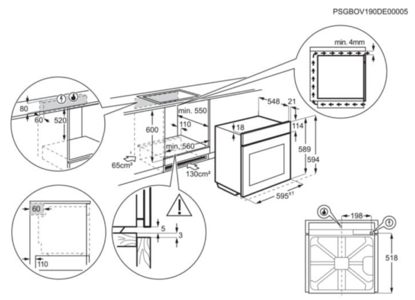 AEG BI GAS OVEN 60CM ITALY BGB101011M - Image 3