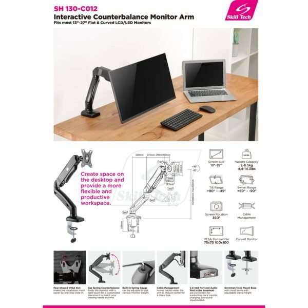 SKILLTECH STAND Monitor Arm 17-23" SH 130 C012 - Image 7