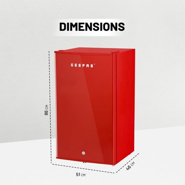 GEEPAS REFRIGERATOR SINGLE DOOR RED COLOR 120L GRF1202RXE - Image 3