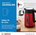 BOSCH KETTLE DESIGN LINE PLUS RED STAINLESS STEEL 3000W 1.7 LTR TWK4P434GB - Image 5