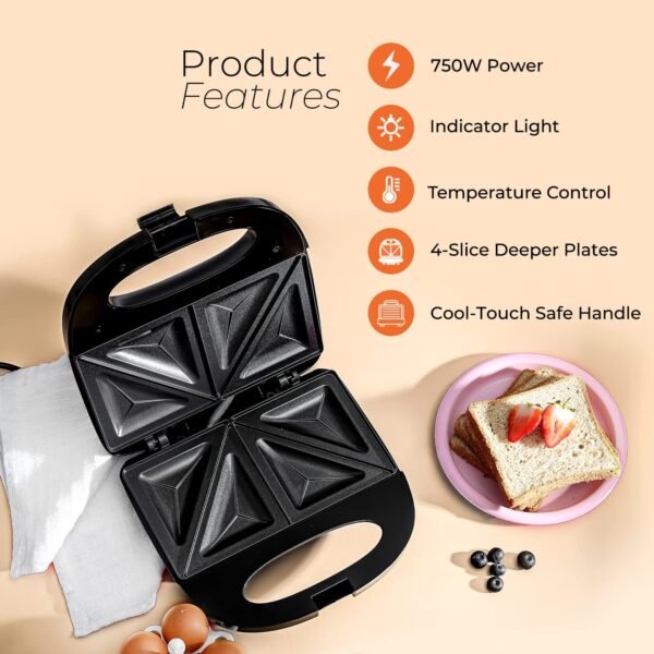 GEEPAS SANDWICH MAKER 700W GSM6002 - Image 4