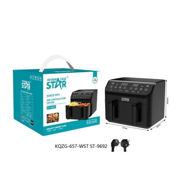 WINNING STAR AIR FRYER 4.5L 2 DOOR 2000W ST-9692 MADE IN CHINA ( 1 YEAR FULL WARRANTY ) - Image 1