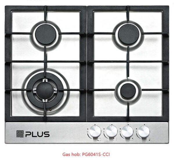 PLUS BI GAS HOB 60 CM STEAL PL60SIS-AZCI - Image 1