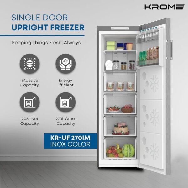 KROME UPRIGHT FREEZER 270L KR-UF270IM - Image 8