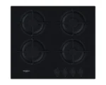 Whirlpool 60cm Built-in Gas Hob 4 Burners Glass Black.