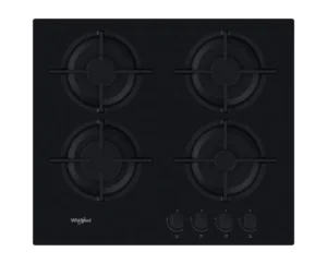 100311333_100_01 Whirlpool 60cm Built-in Gas Hob 4 Burners Glass Black. - Image 1