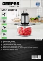 GEEPAS FOOD CHOPPER  GLASS 500W GMC42024N - Image 2