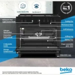 Beko 5 Burner Gas Cooker 90cm Black – BGGR11127GBA - Image 9