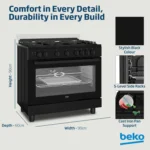 Beko 5 Burner Gas Cooker 90cm Black – BGGR11127GBA - Image 7