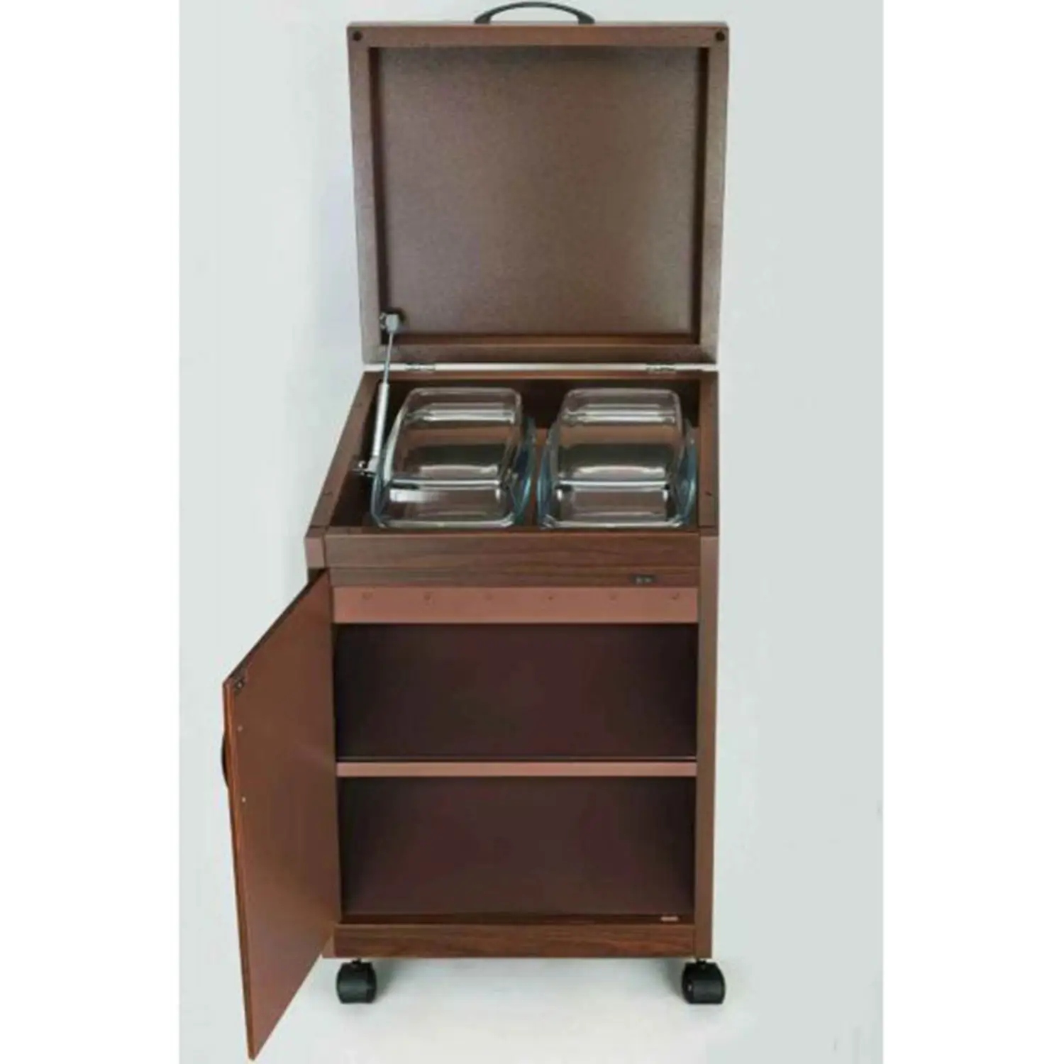 S500931429_2 (1) Vincenti Free Standing 2 Dish Food Warmer Trolley Dark Brown – VFWT2D/DB - Image 1