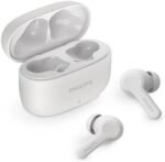 Philips TAT1109WT/97True wireless headphones 1000 series, Ergonomic design for comfort, Pocket-size charging case, Natural sound. Dynamic bass, Clear calls, IPX4 splash and sweat resistant, Up to 24 hours play time with the case​, 10 mm drivers for great sound and powerful bass​, up to 10m, White Color. - Image 2
