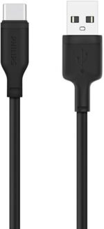 Philips DLC6541AB/00 USB-A to USB-C Cable, Sync and Charge, 1 m, Black, Supports USB 2.0 high speed 480Mbps data transfer rate. - Image 6