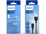 Philips DLC6541AB/00 USB-A to USB-C Cable, Sync and Charge, 1 m, Black, Supports USB 2.0 high speed 480Mbps data transfer rate.