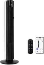 LEVOIT Smart 25dB Silent Tower Fan 42 Inch, 7.9m/s Powerful Electric Cooling Fan for Bedroom, Quiet Mark Certified with DC Motor, 90° Oscillating and 60° Up and Down, Voice Control 4 Modes 12 Speeds, 2 Years Warranty.