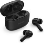 Philips TAT1109BK/97True wireless headphones 1000 series, Ergonomic design for comfort, Pocket-size charging case, Natural sound. Dynamic bass, Clear calls, IPX4 splash and sweat resistant, Up to 24 hours play time with the case​, 10 mm drivers for great sound and powerful bass​, up to 10m, Black Color.