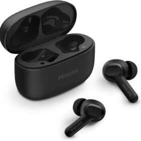 Philips TAT1109BK/97True wireless headphones 1000 series, Ergonomic design for comfort, Pocket-size charging case, Natural sound. Dynamic bass, Clear calls, IPX4 splash and sweat resistant, Up to 24 hours play time with the case​, 10 mm drivers for great sound and powerful bass​, up to 10m, Black Color.