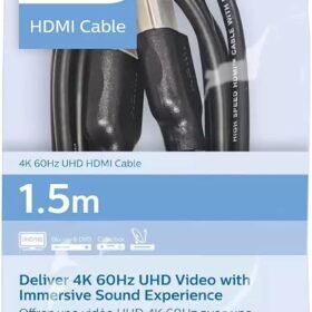 Philips SWV5510/40 HDMI cable, Experience Ultra HD 4K resolution at 60 fps. High speed HDMI supports full 32 chanels audio system with up to 1536 KHz sample rate, 18 Gbps, 1,5 m.