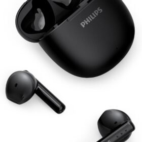 Philips TAT1139WT/97 1000 series True wireless headphones, Clear call quality, 13 mm drivers for punchy bass, IPX4 splash/sweat resistant, Ergonomic design for comfort, Up to 26 hours play time. Pocket-size charging case, White Color