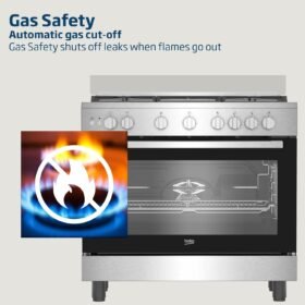 BEKO GAS COOKER 90 X 60 WITH FAN STEEL COLOR BGGR11127GX