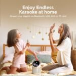 Philips TAS2509WT/00 Wireless speaker, 2 handy karaoke microphones, Colored light modes, 5W RMS output power, Soft, rubber carry handle, 6 vocal effects let you change your voice, Up to 15 hours play time, Stream playlists via Bluetooth, USB, AUX or TF card. - Image 2