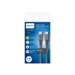 Philips DLC5030C/00 USB-C to USB-C Cable, 1 m, Max 60 W,Sync and Charge,Black braided cable,Supports USB 2.0 high-speed 480 Mbps data transfer rate.