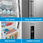 MIDEA UPRIGHT FREEZER 333 LTR STAINLESS STEEL COLOR MDRU333FEE46AE - Image 3