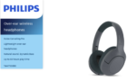 Philips TAH7508BK/97 Over-ear wireless headphones, Noise Canceling Pro, Lightweight over-ear headphones, Natural sound. Dynamic Bass, Up to 60 hours play time, 45 with noise canceling on, Solid Bluetooth multipoint connection.
