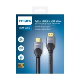 Philips SWV7015/10 HDMI cable, 4K 60Hz, 1,5 m, 18 Gbps, 3D experience, 28 AWG pure copper wire for best picture and sound quality.