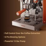 LePresso Commercial-Home Coffee Machine, Dual Boiler Coffee Maker, 15Bar Italian Pump, 6 Pre-Brewing Option with 58mm PortaFilter, Separate Hot Water and Milk Steamer, Automatic Pressure Relief - Image 4